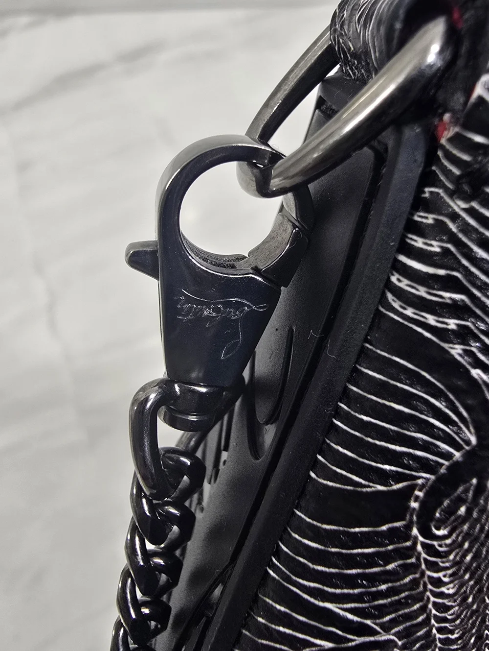 Christian Louboutin Black Embossed Leather Chain Shoulder Bag - Picture 10 of 14